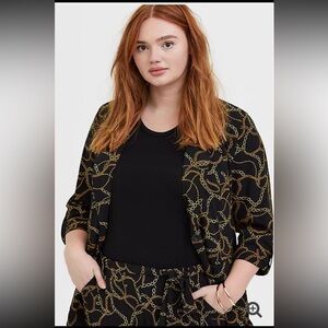 Torrid Black and Gold Chain Full Suit - Blazer with Pants